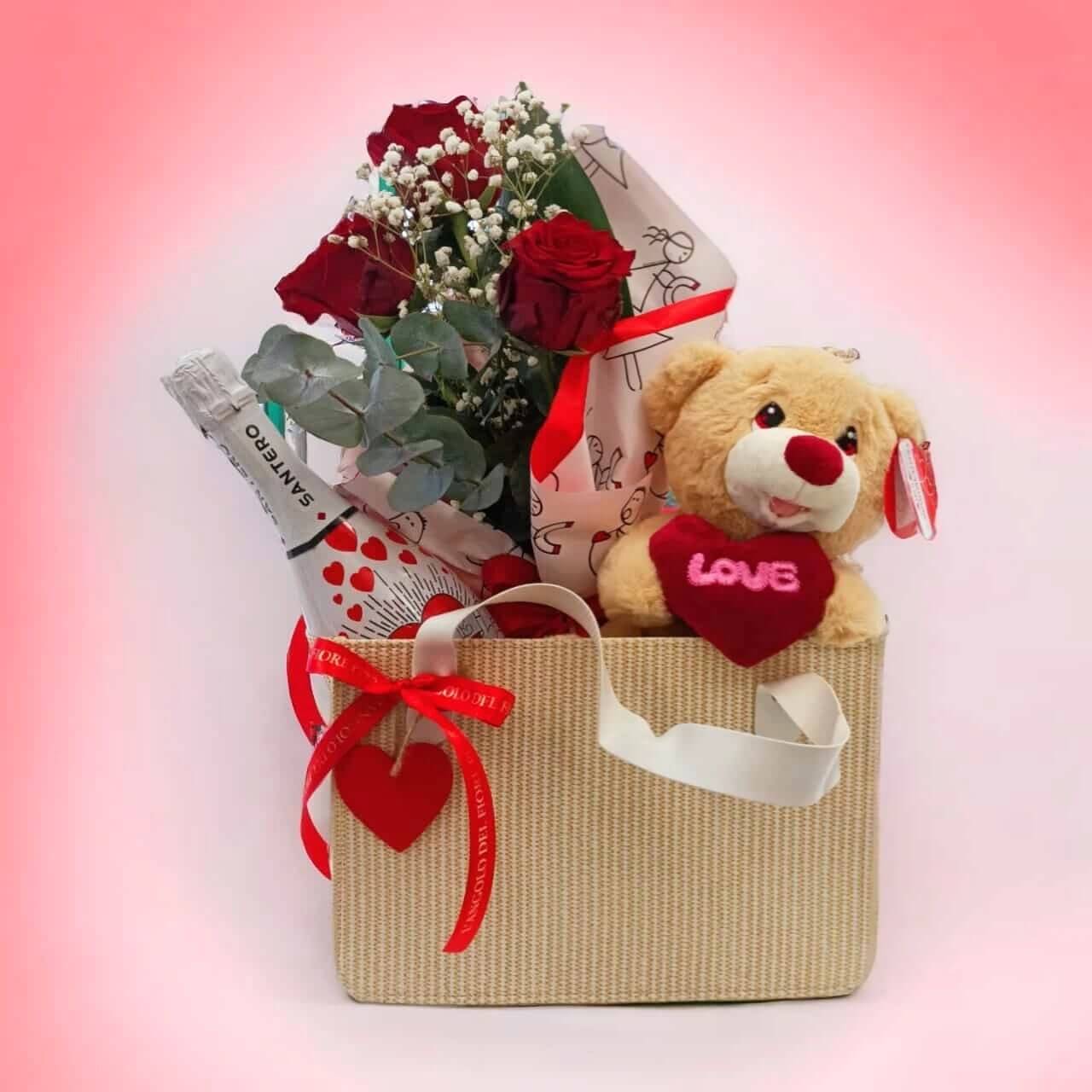 Orsetto di Rose Rosse - San Valentino - Consegna gratuita - Acquista online